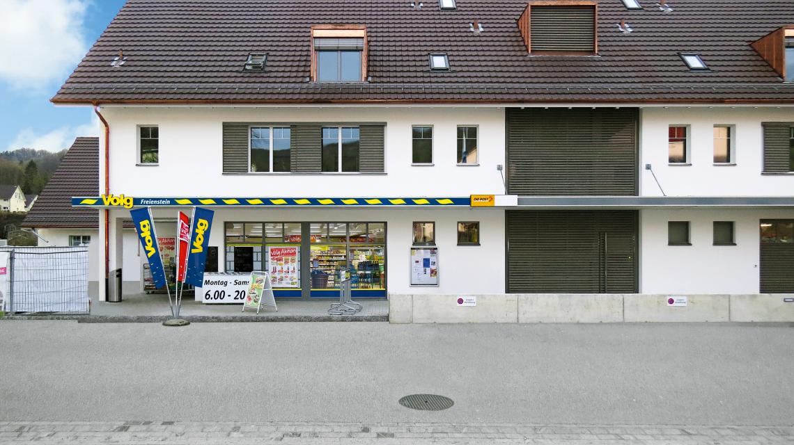 Aussenansicht des Volg-Ladens in Freienstein Aussenansicht des Volg-Ladens in Freienstein